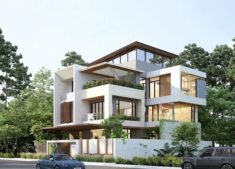 Khám phá mẫu nhà chữ l 3 tầng đẹp ở nông thôn tinh tế