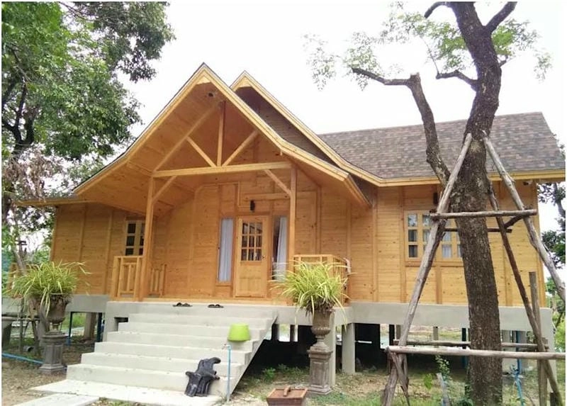 mẫu nhà gỗ sân vườn gần gũi thiên nhiên thư giãn