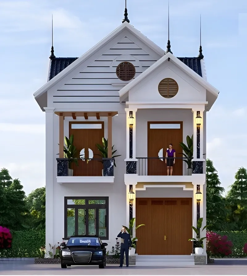 Tham khảo mẫu nhà mái thái 2 tầng 100m2 tiện nghi