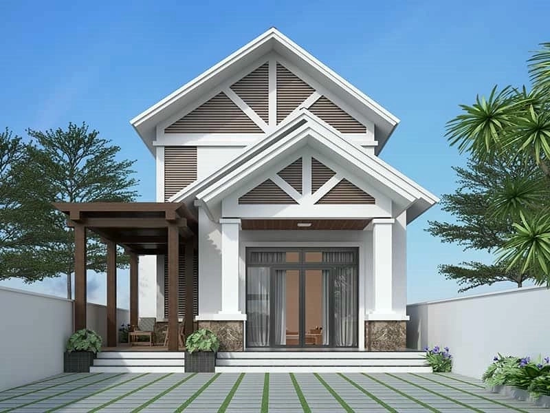 mẫu nhà mái thái cấp 4 nông thôn kết hợp phong cách truyền thống