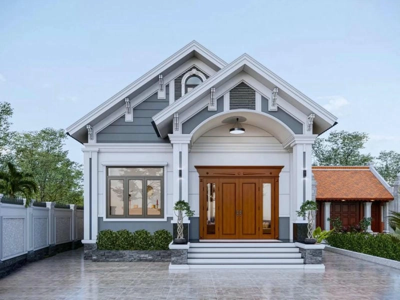 mẫu nhà mái thái gác lửng mở rộng không gian sống tiện nghi