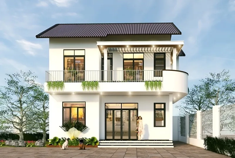 Ngắm mẫu nhà mái thái 2 tầng 4 phòng ngủ tiện ích