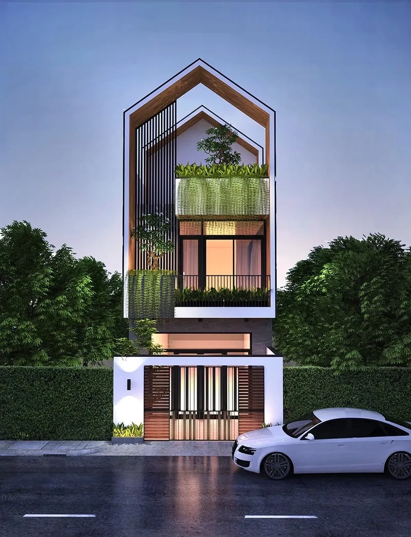 Chiêm ngưỡng năm 2023 mẫu nhà ống 2 tầng đẹp 2023 có tum thoáng mát