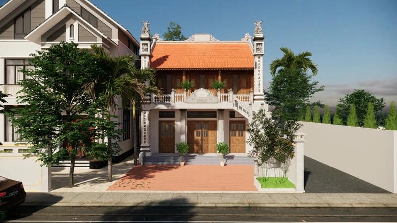 mẫu nhà thờ họ 1 gian tối giản nhưng vẫn trang nghiêm