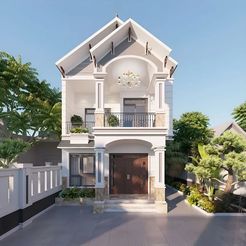Ngắm mẫu nhà mái thái 2 mặt tiền đẹp mái thái 2 tầng
