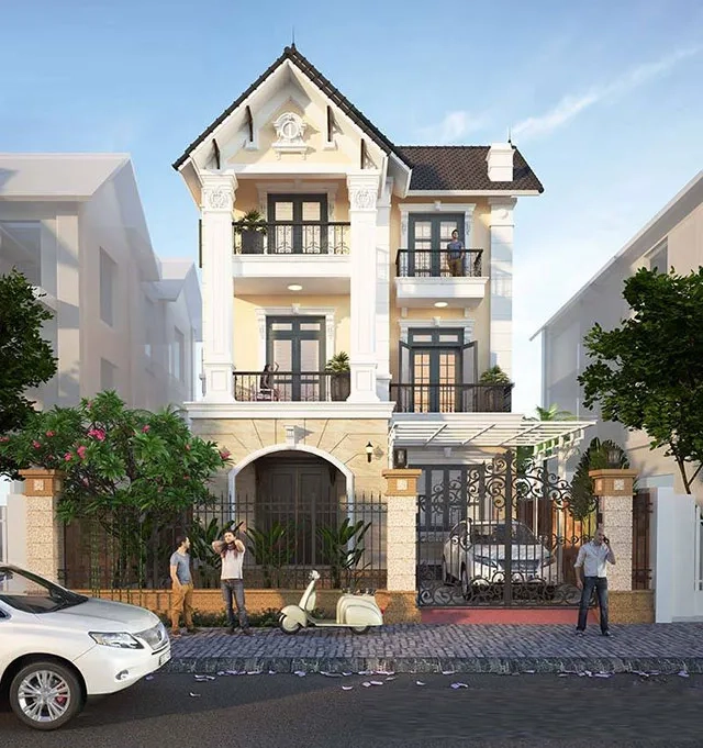 Tham khảo mẫu nhà chữ l 3 tầng 100m2 hiện đại