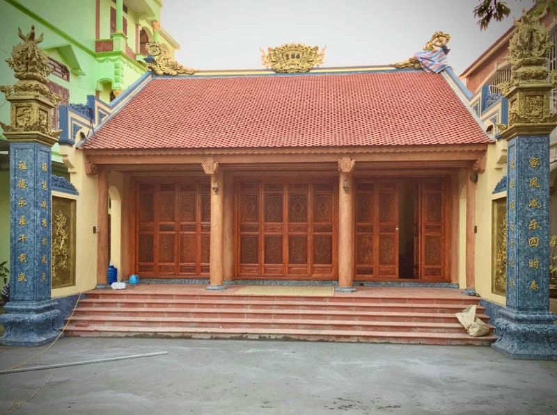 mẫu nhà thờ 3 gian hiện đại tinh tế hài hòa cảnh quan