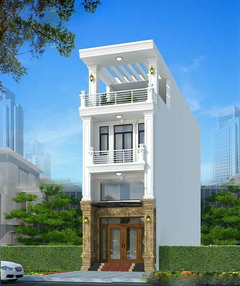 Bản vẽ mẫu nhà 2 tầng 1 tum 6x17m tinh tế gọn gàng