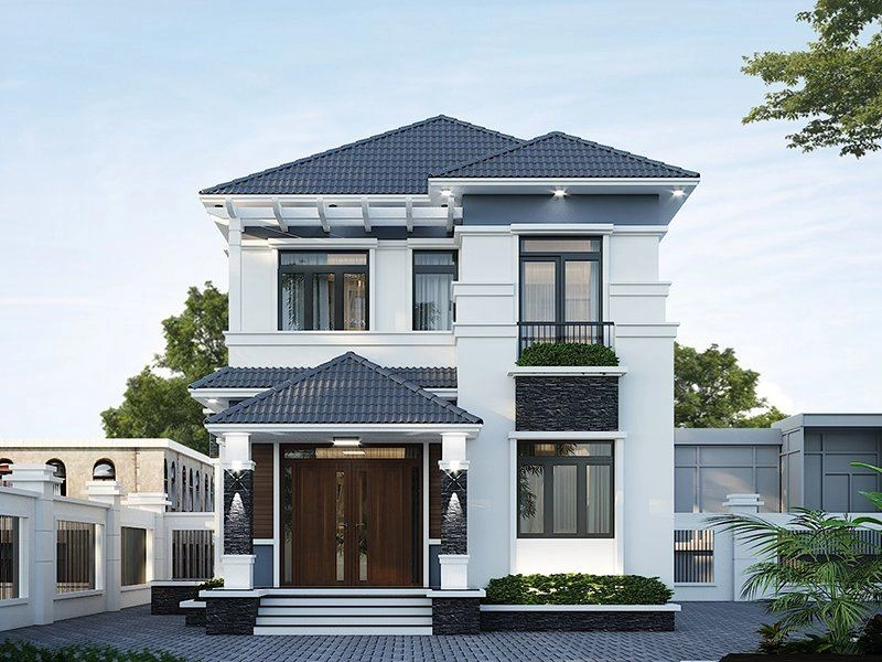 Tham khảo mẫu nhà mái nhật chữ l 2 tầng hiện đại nổi bật