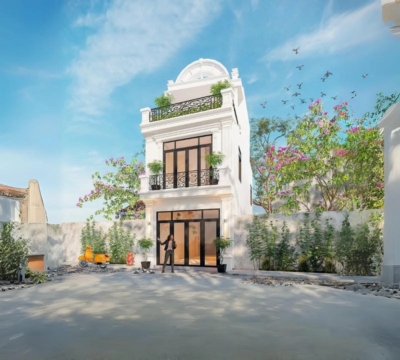 mẫu nhà mặt tiền 5m hiện đại tinh tế phá cách trẻ trung