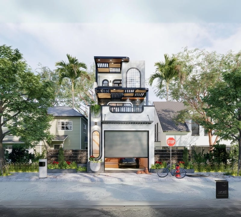 Khám phá mẫu nhà phố 2 tầng 1 tum đẹp sang trọng cuốn hút