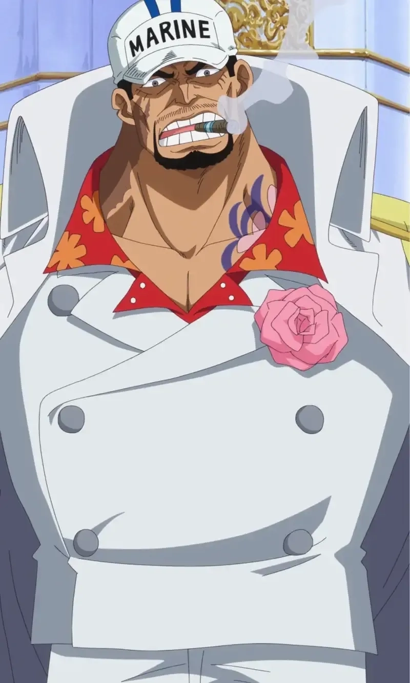 Akainu cosplay thường có bộ vest trắng và khuôn mặt dữ tợn