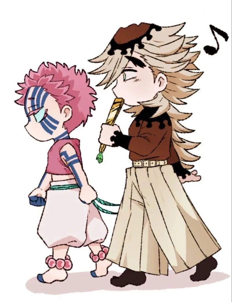 Akaza douma chibi tái hiện tình huống “đối đầu hài hước” giữa hai Thượng Huyền