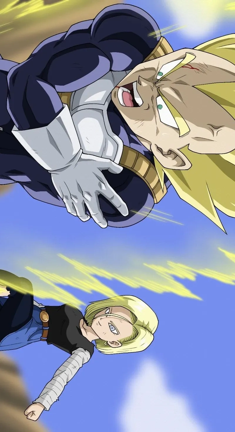 Cảnh chiến đấu cực gay cấn trong Vegeta vs Android 18