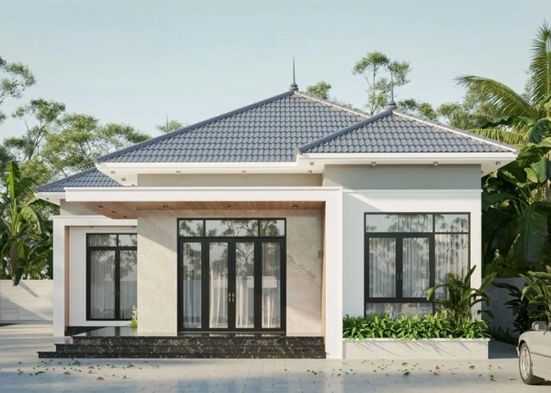 mẫu nhà ngang 1 tầng không gian mở dễ chịu