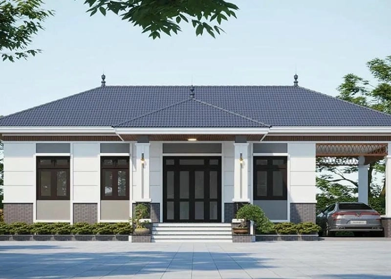 mẫu nhà ngang 1 tầng 3 phòng ngủ tiện nghi gia đình trẻ