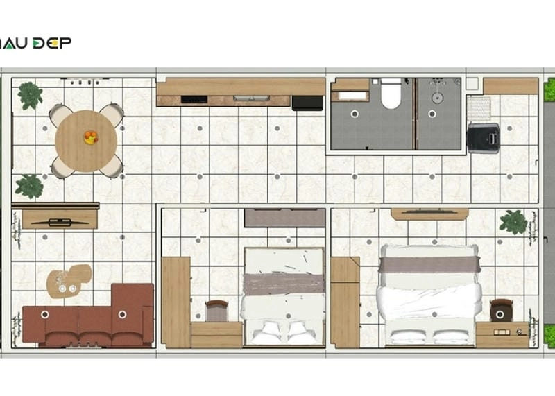 mẫu nhà ngang cấp 4 hiện đại thiết kế trẻ trung tinh tế