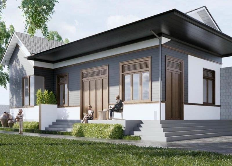 mẫu nhà ngang 10m sâu 7m cấp 4 bố trí hài hòa thông minh