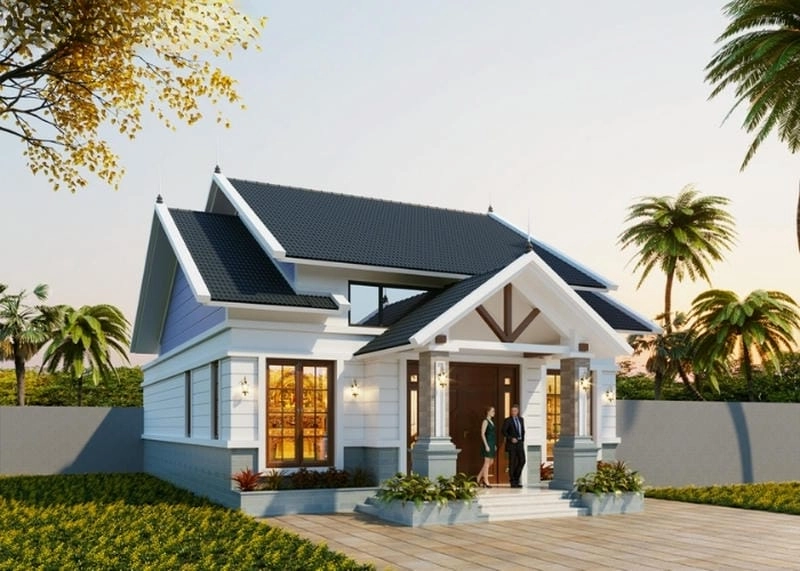 mẫu nhà ngang 7m 1 tầng không gian thoáng mát tiện nghi