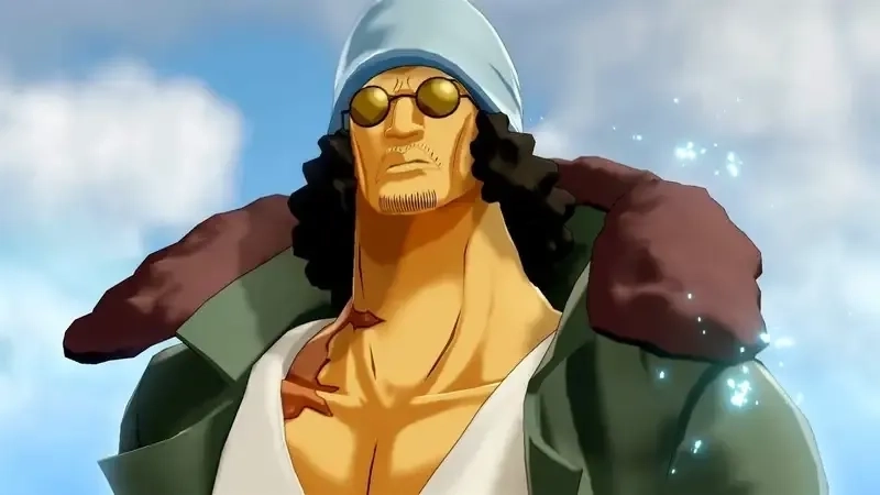 Aokiji cosplay nổi bật với áo khoác trắng và vẻ lạnh lùng