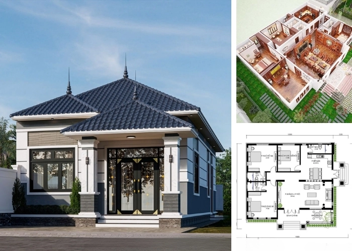 Gợi ý mẫu nhà 1 tầng 3 phòng ngủ hiện đại sang trọng nhất