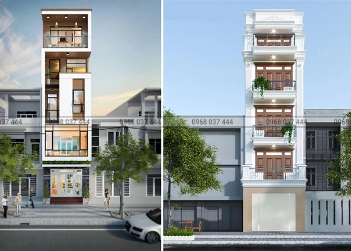 Mẫu nhà 5 tầng - Kiến trúc hiện đại, không gian sống đa năng