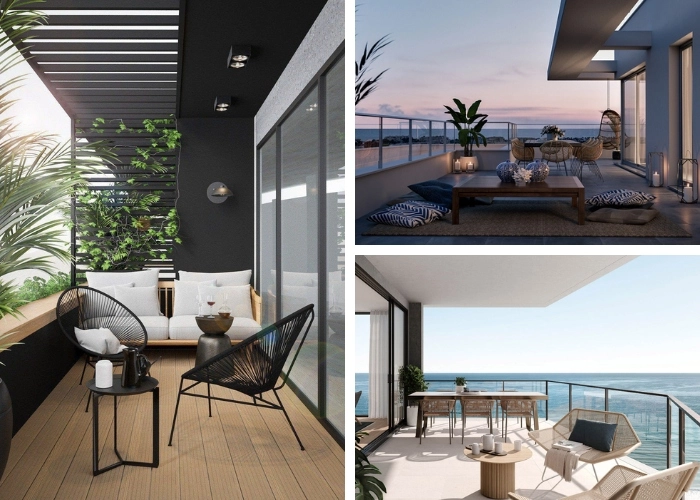 Mẫu thiết kế ban công hiện đại kết hợp cây xanh thư giãn