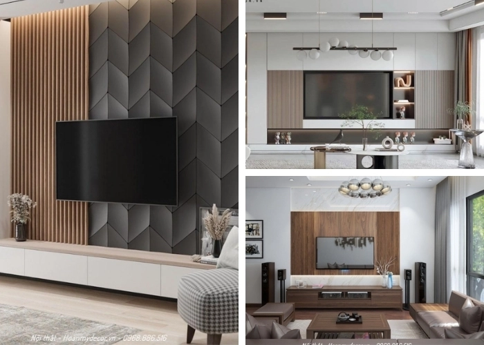 Trang trí mẫu vách tivi phòng khách chuẩn xu hướng mới