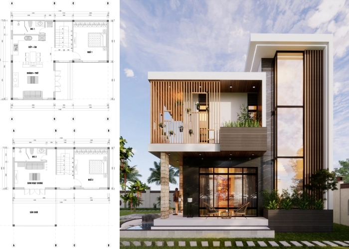 Top mẫu nhà 2 tầng chữ L đẹp hiện đại nhất 2025