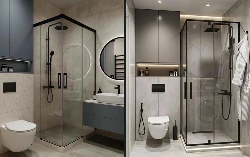 vách ngăn nhà tắm hiện đại sang trọng không chiếm diện tích
