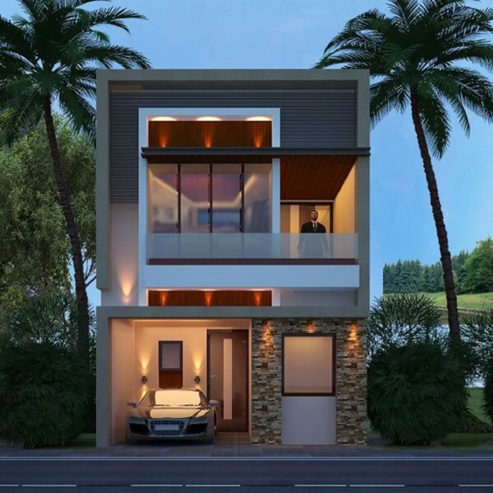 Gợi ý mẫu nhà ống 2 tầng đẹp ở nông thôn mái bằng tiện nghi