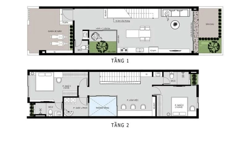 mẫu nhà 1 trệt 1 lầu 4x12 bố trí hợp lý tiết kiệm chi phí