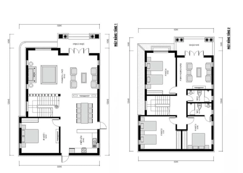 Tải ngay bản vẽ chi tiết nhà 2 tầng chuẩn kỹ thuật