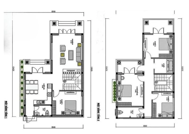Chọn lọc bản thiết kế nhà 2 tầng tiện ích và thẩm mỹ