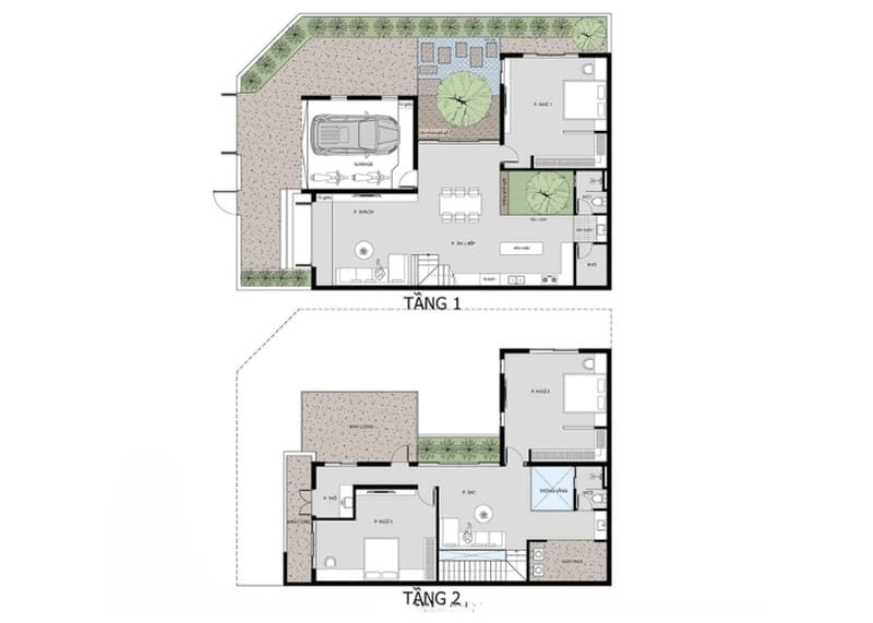 Xem ngay bản thiết kế nhà 2 tầng đẹp đầy đủ bản vẽ phối cảnh