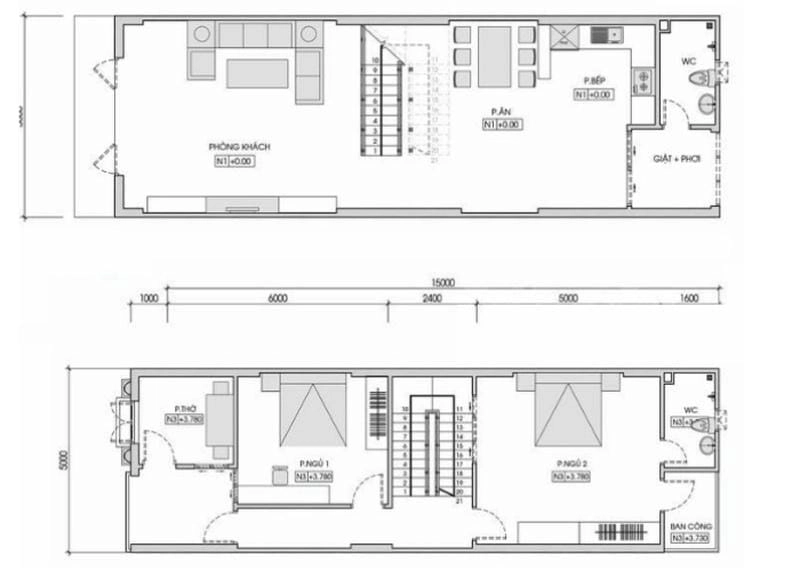 Chi tiết bản vẽ kết cấu nhà 2 tầng chuẩn kỹ thuật thi công
