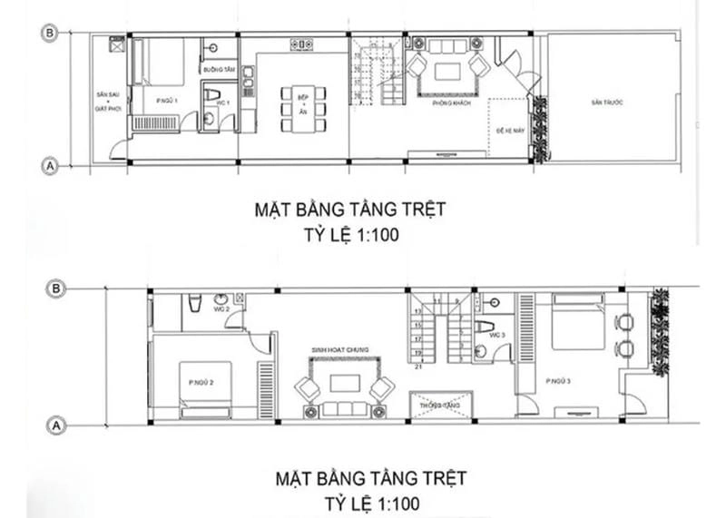 Khám phá bản vẽ thiết kế nhà ống ấn tượng từng chi tiết