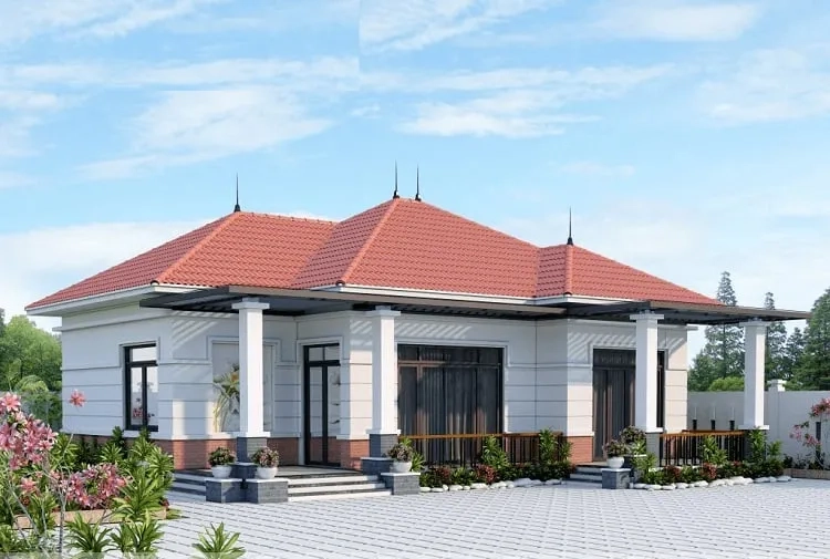 Chiêm ngưỡng ở nông thôn mẫu nhà vườn đẹp 1 tầng 4 phòng ngủ