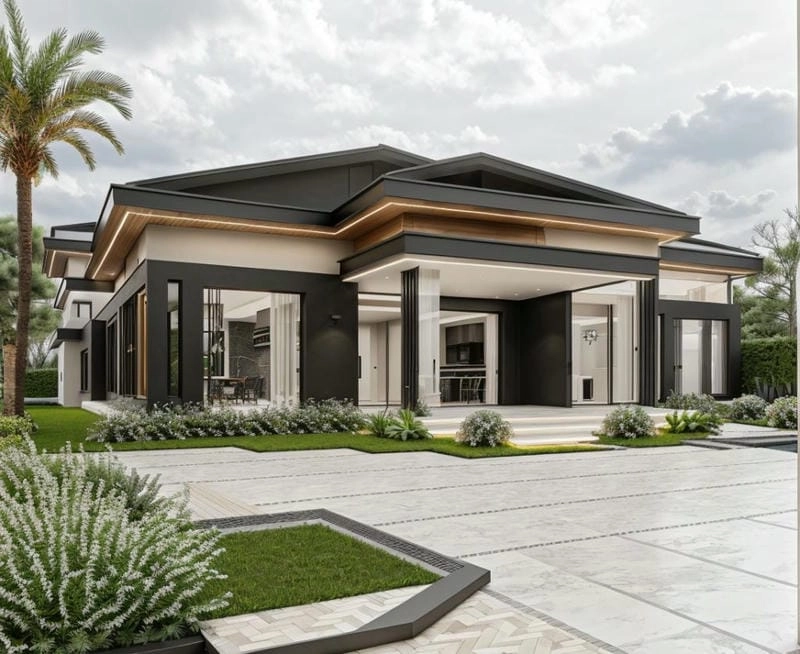 mẫu biệt thự nhà vườn 1 tầng hiện đại sang trọng hài hòa thiên nhiên