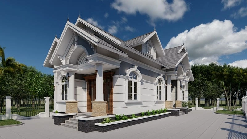 mẫu nhà biệt thự 1 tầng đẹp phối cảnh hài hòa cuốn hút