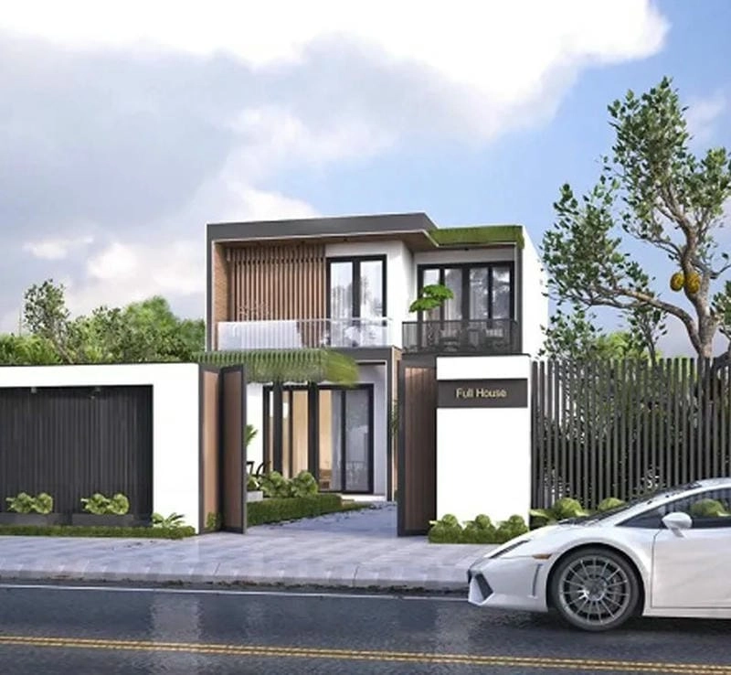 nhà biệt thự sơn màu trắng vẻ ngoài thanh lịch cuốn hút