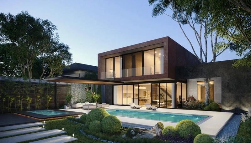 mẫu nhà biệt thự 1 trệt 1 lầu đẹp phân chia tiện nghi