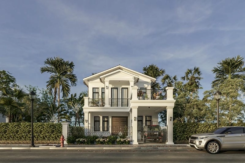 mẫu nhà biệt thự mini mái thái hài hòa thoáng mát