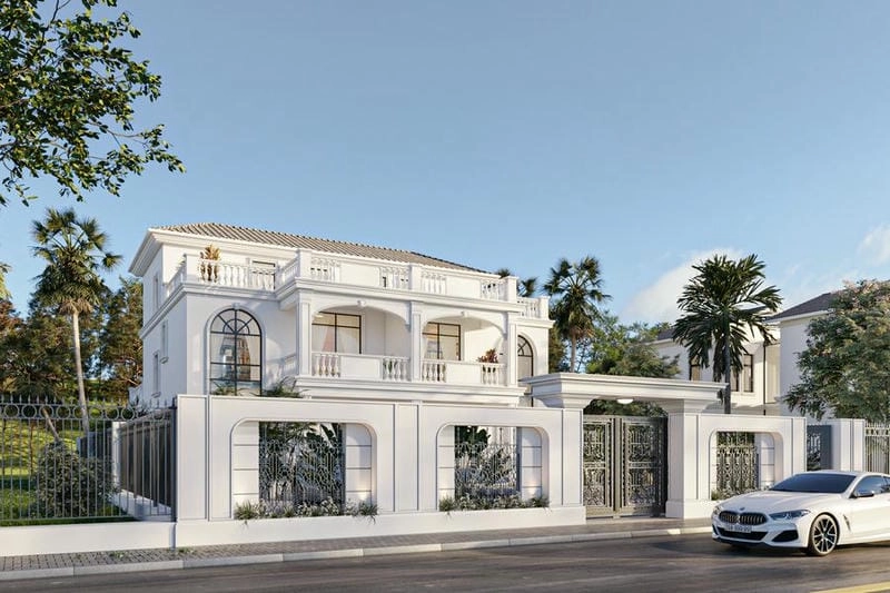 mẫu nhà biệt thự châu âu kiến trúc sang trọng nổi bật