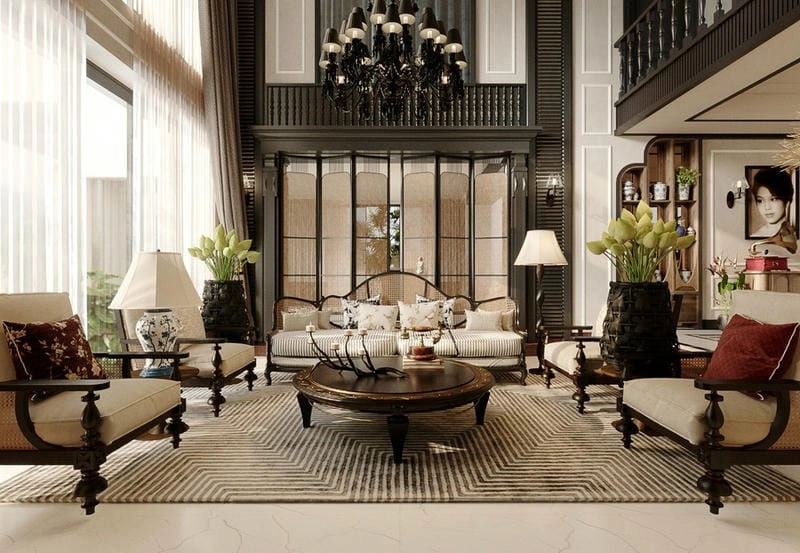 Sự kết hợp duyên dáng đông dương nội thất
