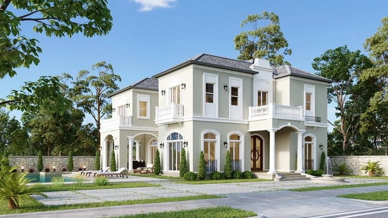 mẫu nhà vườn 2 tầng đẹp ở nông thôn gần gũi mộc mạc thoáng đãng