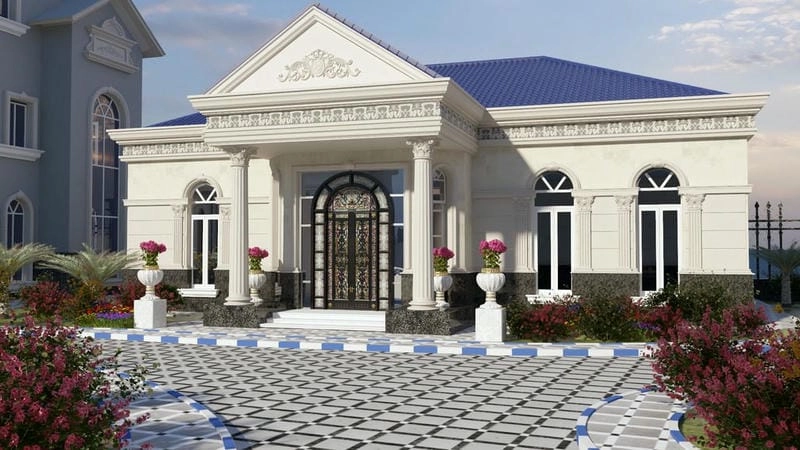 mẫu nhà biệt thự mini 1 tầng thiết kế tinh tế tiết kiệm diện tích