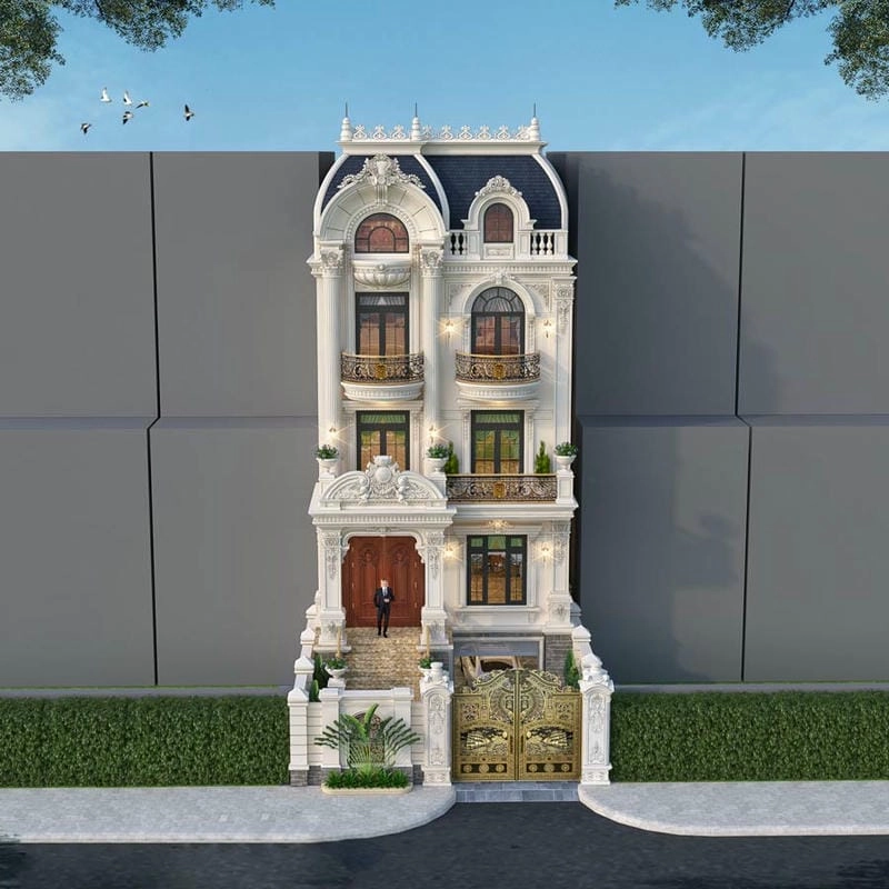 mẫu nhà biệt thự 3 tầng không gian sống sang tiện nghi