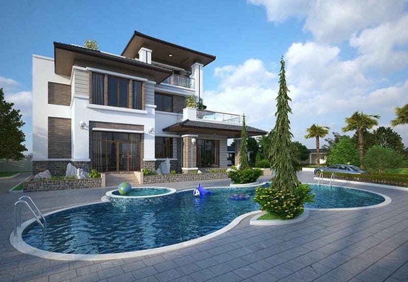 mẫu nhà vườn 2 tầng ở nông thôn phù hợp phong cách Việt Nam