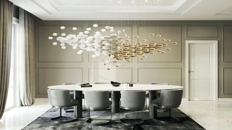 Gợi ý mẫu đèn thả phòng khách hiện đại